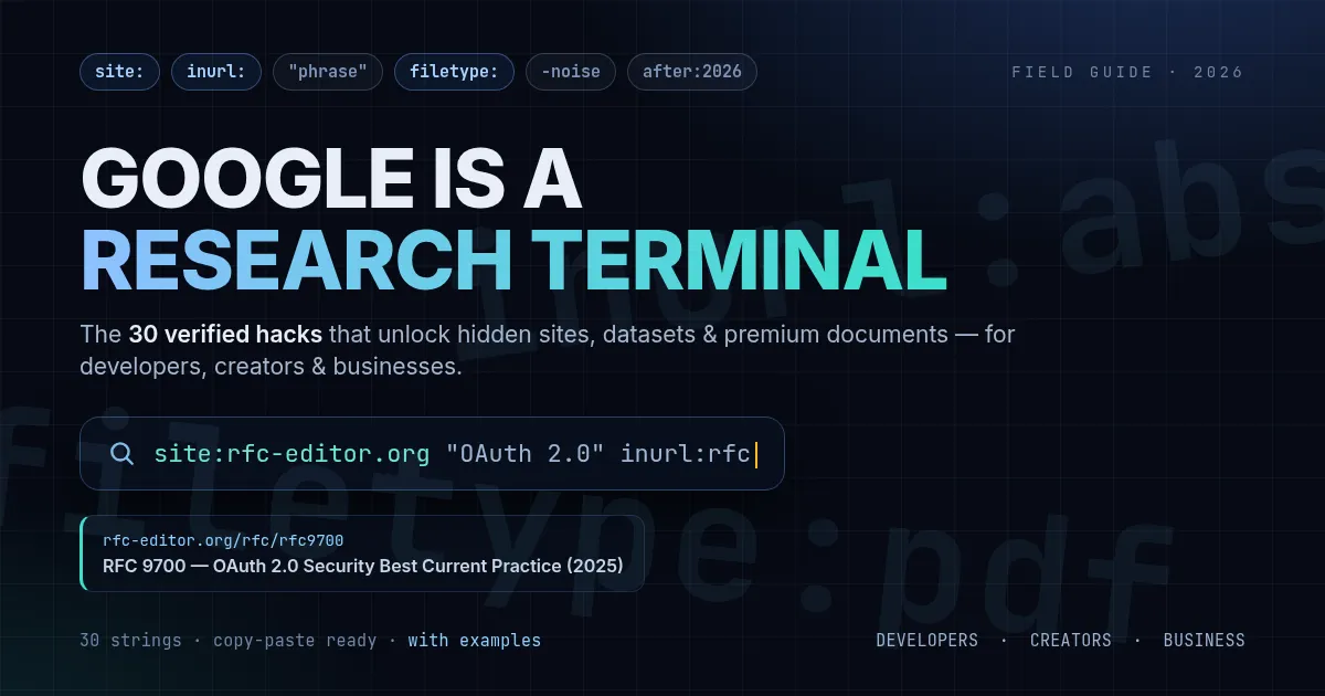 Google Is a Research Terminal — 2026 Field Guide cover